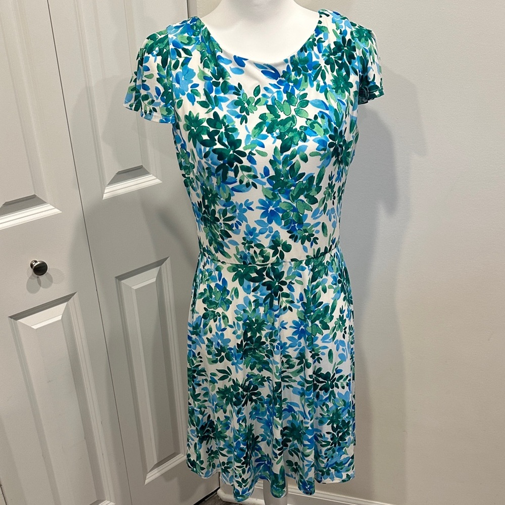 Mes Amies Boutique Floral Midi Dress in Blue and Green